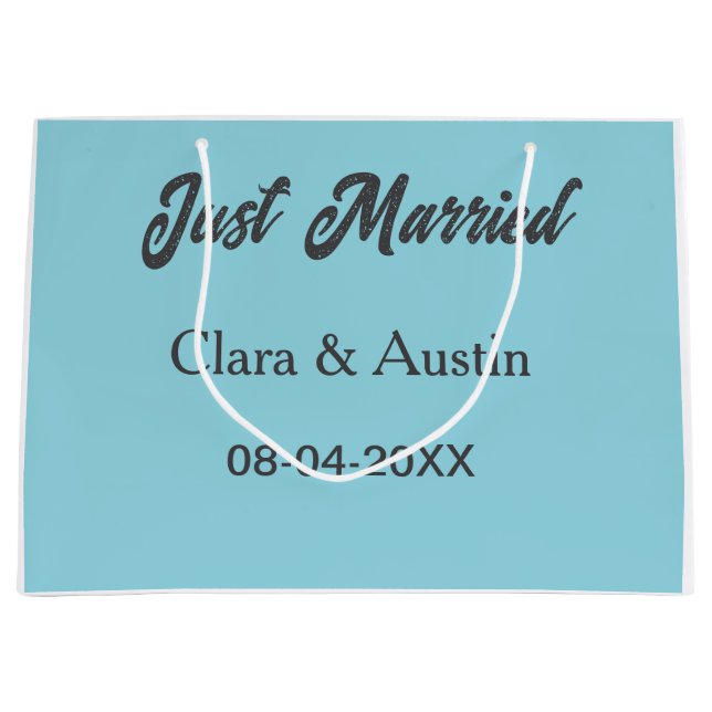 Just Married add couple name date year wedding sim Large Gift Bag (Front)
