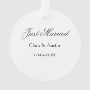 Just Married add couple name date year wedding sim Ornament