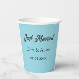 Just Married add couple name date year wedding sim Paper Cups