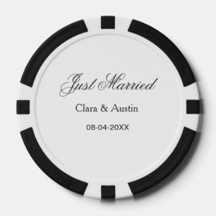 Just Married add couple name date year wedding sim Poker Chips