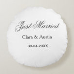 Just Married add couple name date year wedding sim Round Cushion<br><div class="desc">design</div>