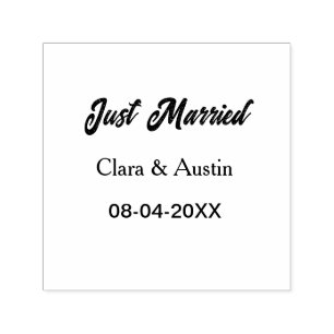Just Married add couple name date year wedding sim Self-inking Stamp