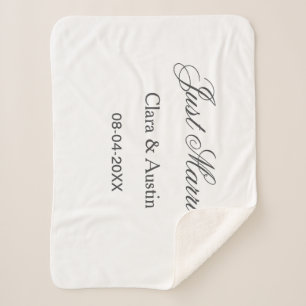 Just Married add couple name date year wedding sim Sherpa Blanket
