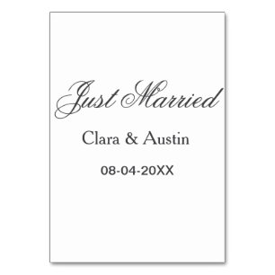 Just Married add couple name date year wedding sim Table Number