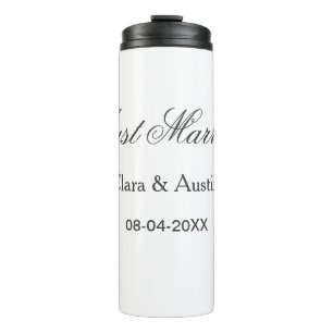 Just Married add couple name date year wedding sim Thermal Tumbler