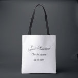 Just Married add couple name date year wedding sim Tote Bag<br><div class="desc">design</div>