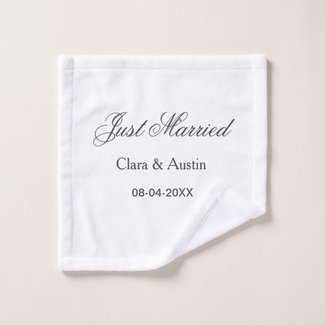 Just Married add couple name date year wedding sim Wash Cloth (Wash Cloth)