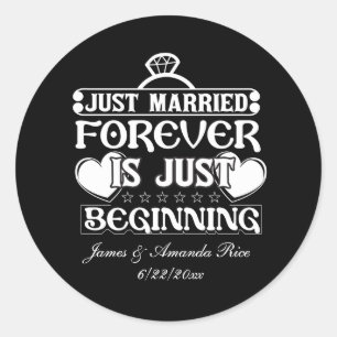 Just Married add names Date Wedding sticker