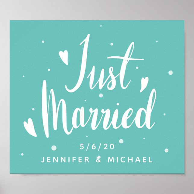 Just Married | Add Your Name & Date Poster (Front)