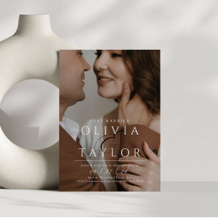 Just Married Ampersand Intertwined 2 Photo Wedding Invitation