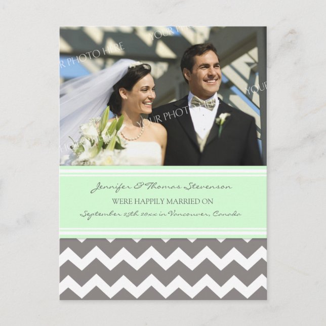 Just Married Announcement Photo Postcards Grey (Front)
