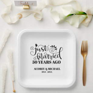 Just Married Any Year Anniversary Personalized Paper Plate