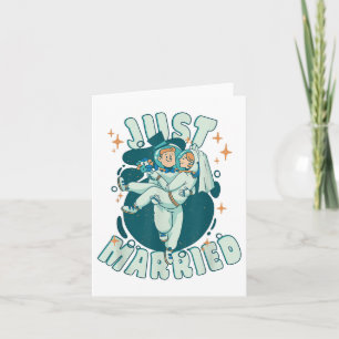 Just Married - Astronauts Funny Groom And Bride _1 Card