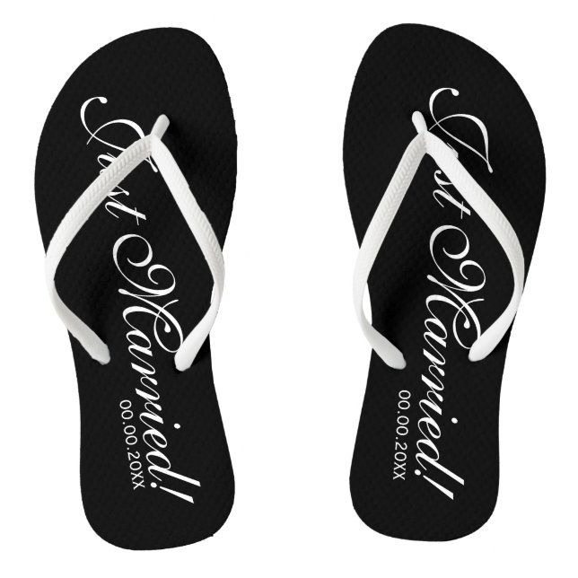 Just Married beach flip flops for bride and groom (Footbed)