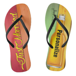 Just Married Beer Beach Flip Flops
