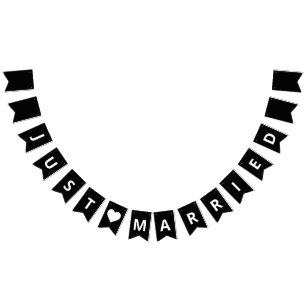 Just Married Black And White Announcement Bunting