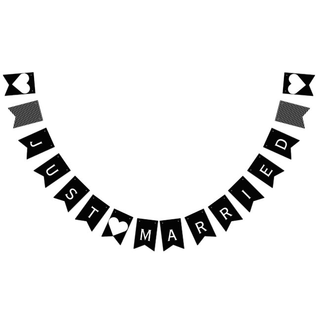 Just Married Black and White Wedding Bunting Bunting (All)