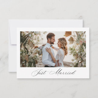 Just Married black script wedding announcement