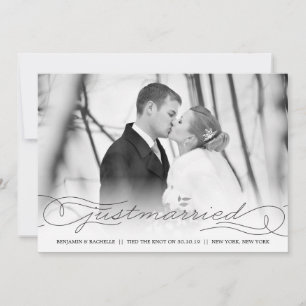 Just Married Black Wedding Announcement Photo Card