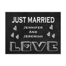 Just Married Black & White Chalkboard Love Wedding