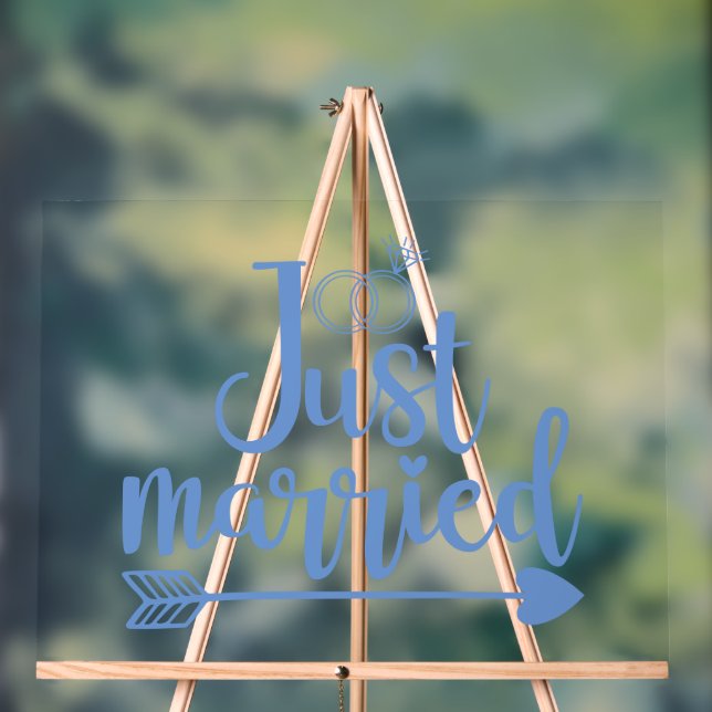 Just Married Blue Acrylic Sign (Neutral)