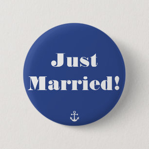 Just Married! Blue Nautical Wedding Buttons