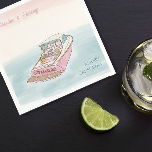 Just married boat for wedding  napkin