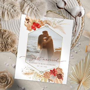 just married   Boho Wedding Photo Announcement