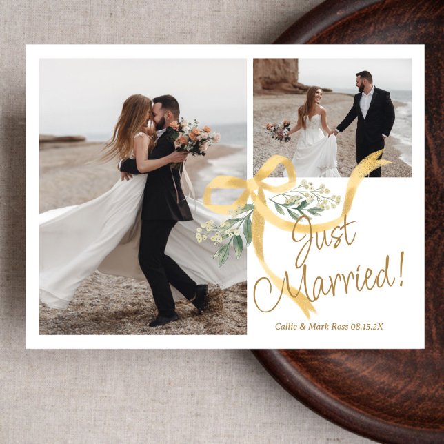Just Married Bow Elopement Photo Announcement (Creator Uploaded)