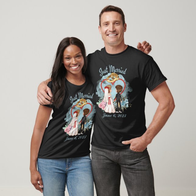 Just Married Bride and Groom Personalised T-Shirt (Unisex)