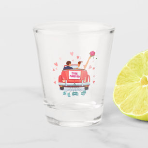 Just Married Bride and Groom Shot Glass