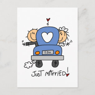 Just Married Bride and Groom T-shirts and Gifts Announcement Postcard