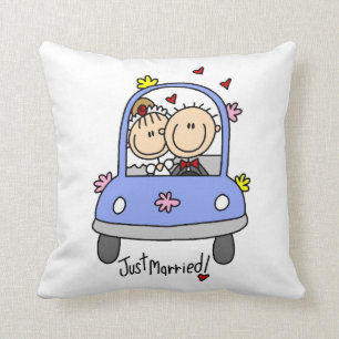 Just Married Bride and Groom T-shirts and Gifts Cushion