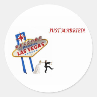 JUST MARRIED BRIDE CHASING GROOM STICKER