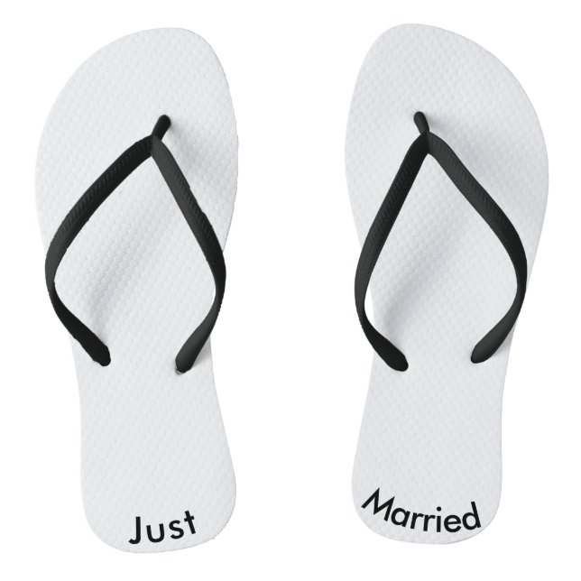 Just Married Bride Groom Flip Flops Wedding Shower (Footbed)
