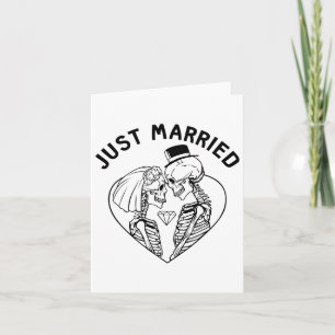 Just Married Bride Groom Skeleton Couple Halloween Card