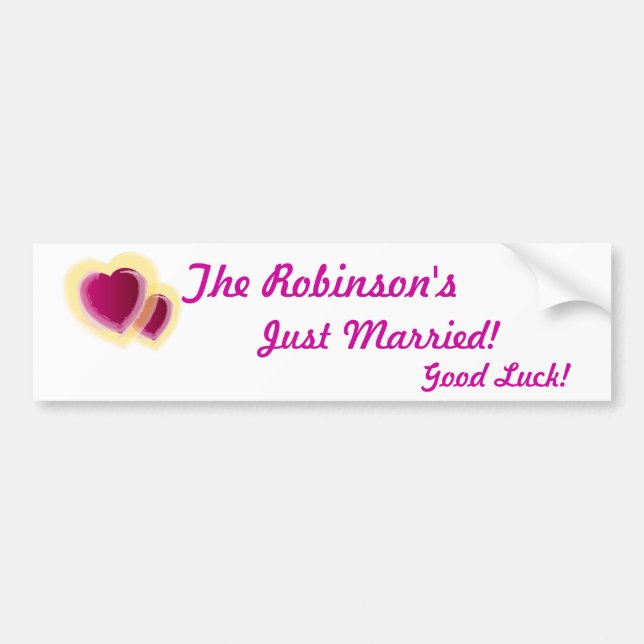 Just Married Bumper Sticker-Customise Sticker (Front)