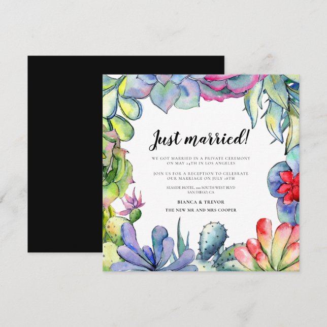 Just married! Cacti & succulents announcement (Front/Back)