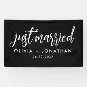 Just Married Calligraphy Script Wedding Banner