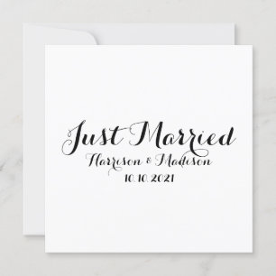 Just Married calligraphy Wedding Announcement card