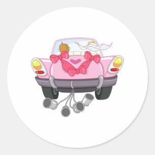 Just Married Car 27 Classic Round Sticker