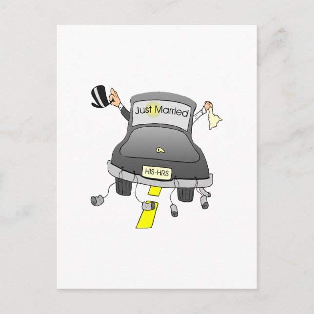 Just Married (Car) Announcement Postcard (Front)