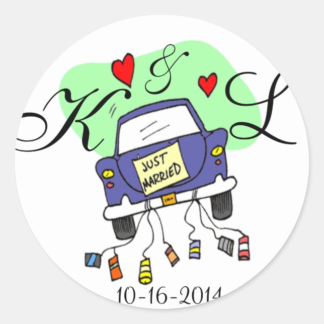 Just Married Car Classic Round Sticker (Front)