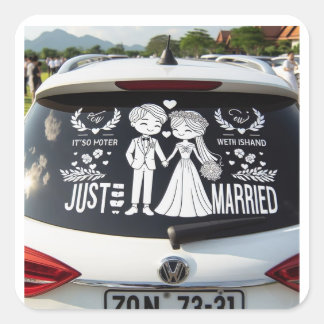 "Just Married" car decal stickers for the couple's