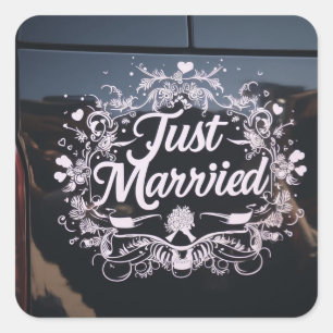 "Just Married" car decal stickers for the couple's