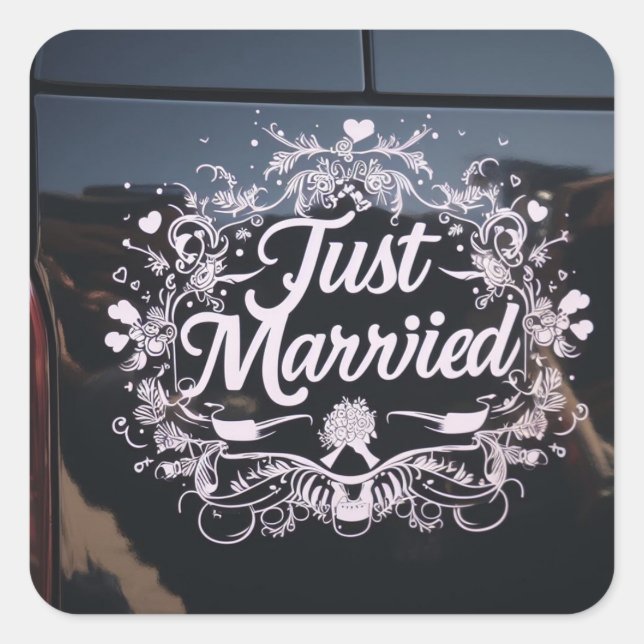 "Just Married" car decal stickers for the couple's (Front)