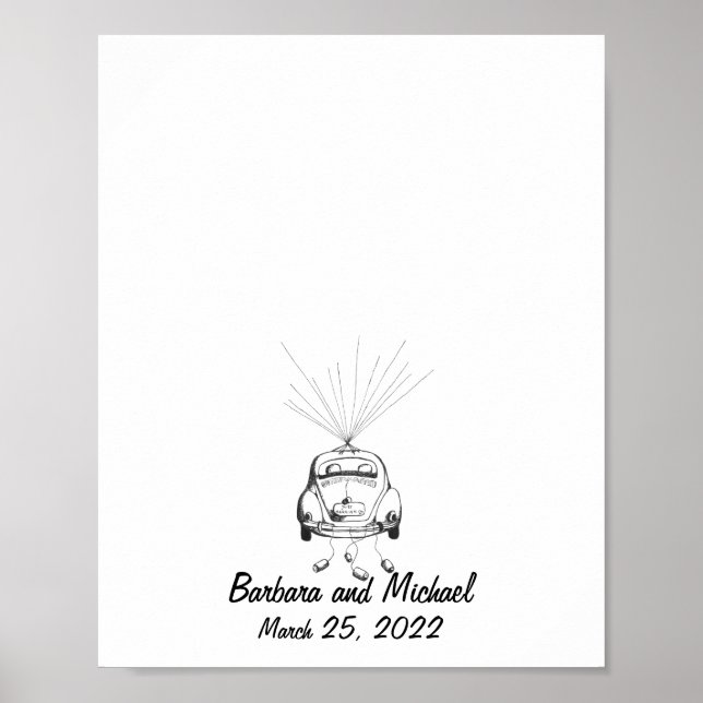 Just Married Car Fingerprint Guest Book (Front)