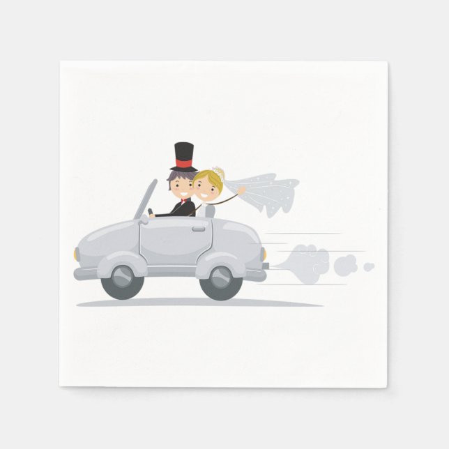 Just Married Car Paper Napkins (Front)