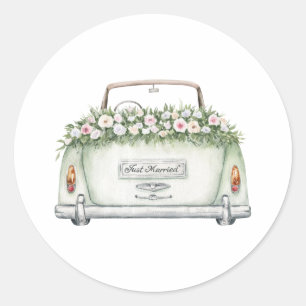 Just Married Car Watercolor Sticker