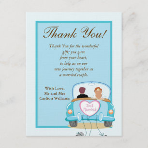 Just Married Car Wedding Flat Thank You Card